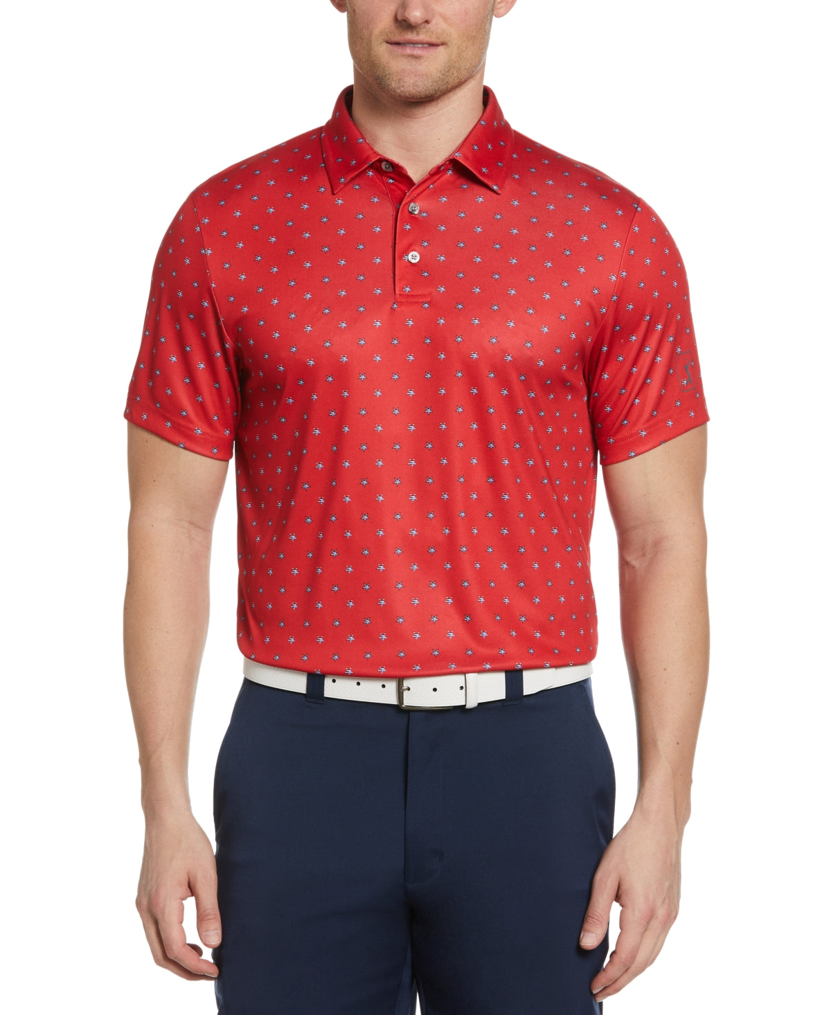 PGA TOUR Mens Athletic Fit Stars Polo Shirt Red Small