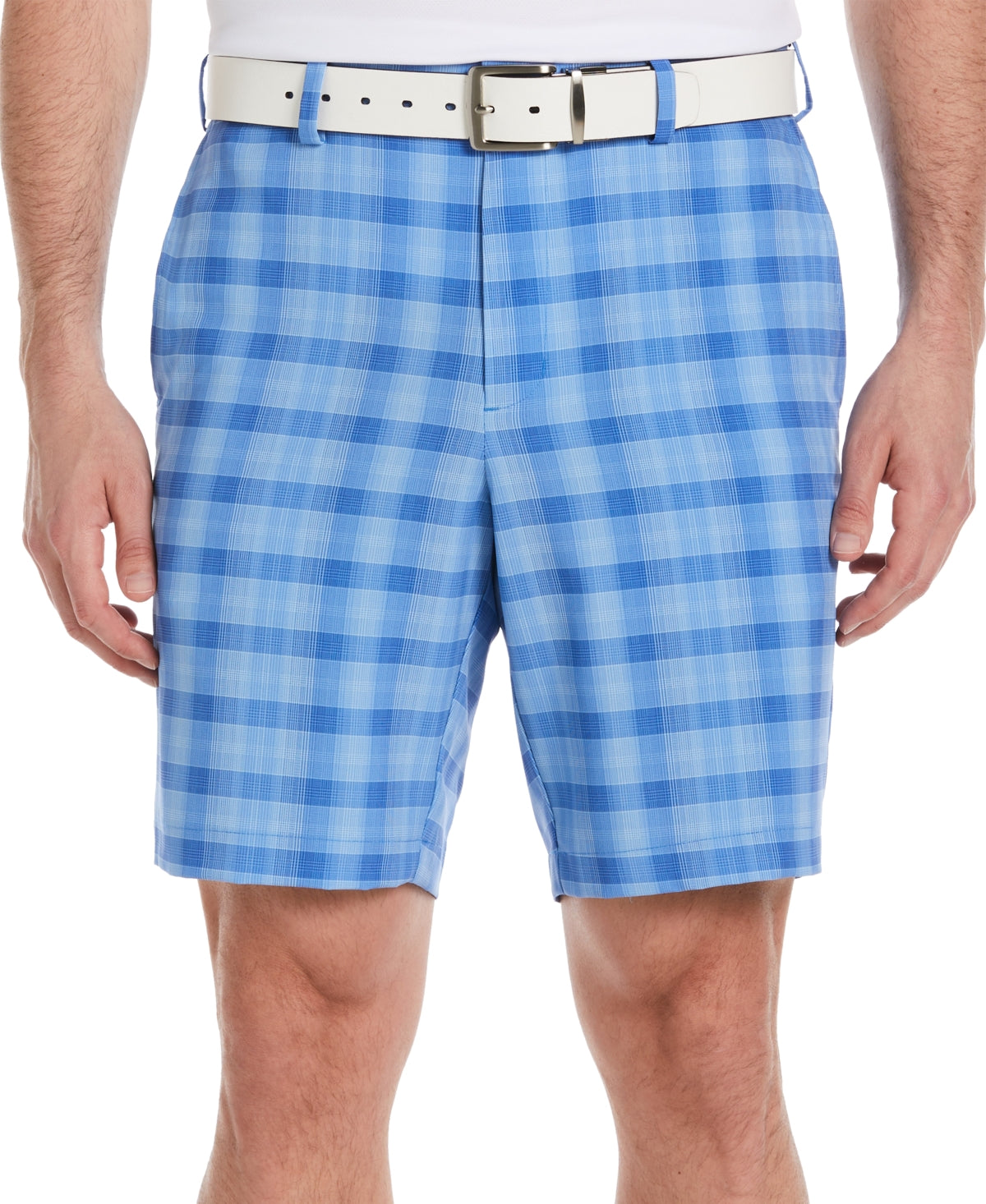 Pga Tour Men's Moisture Wicking Shadow Plaid 9" Golf Shorts Dutch Blue 40"