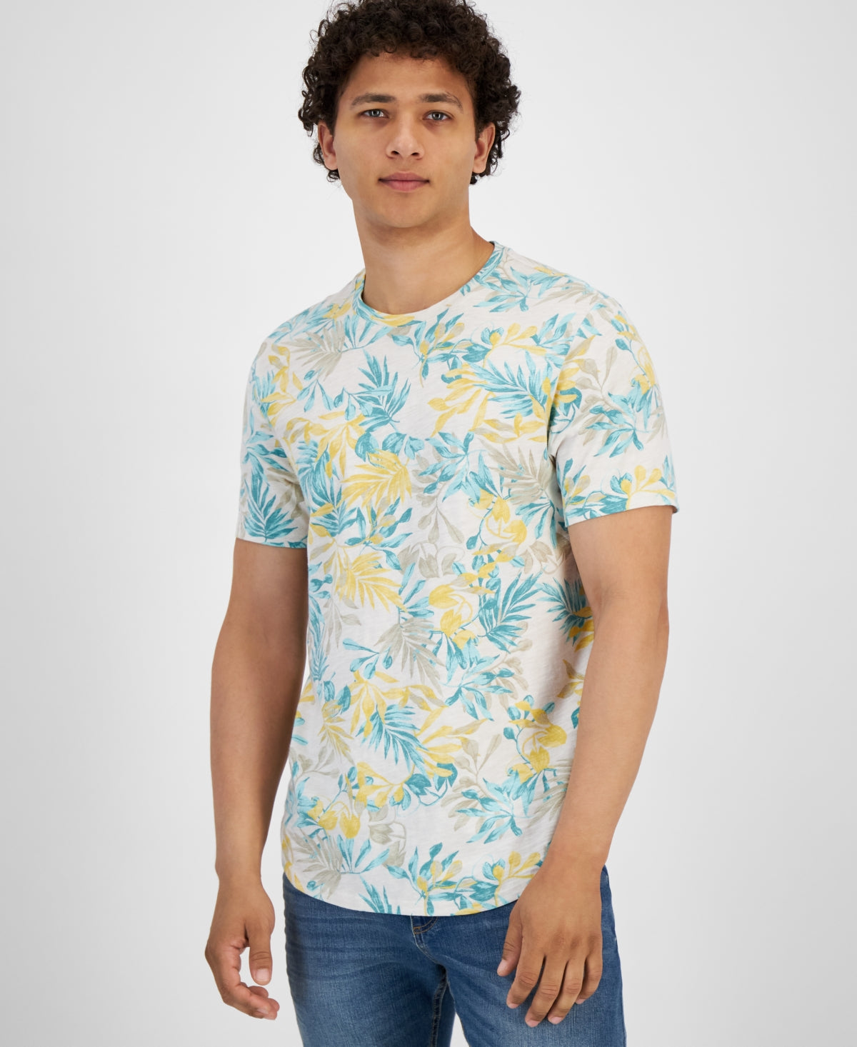 Sun + Stone Men's Leafy Oasis Short Sleeve T-Shirt White 2XL