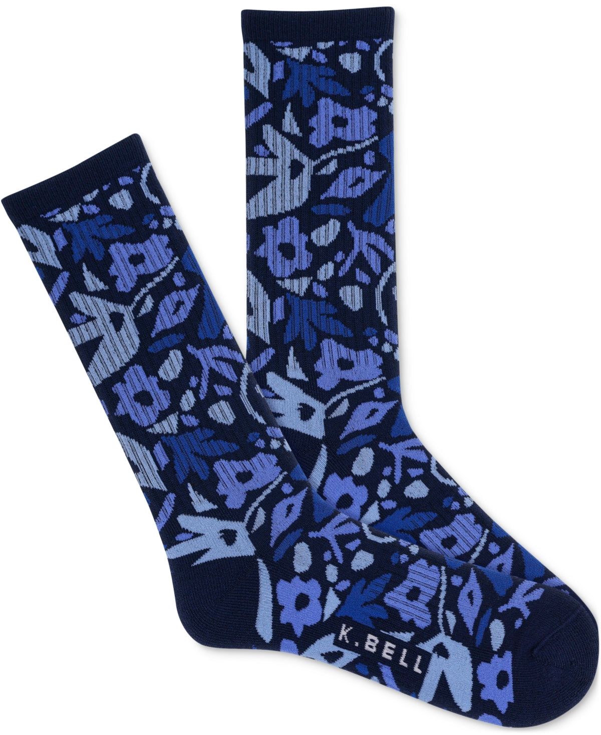 K. Bell Socks Mens Regular fit Crew Socks 10-13 Blue