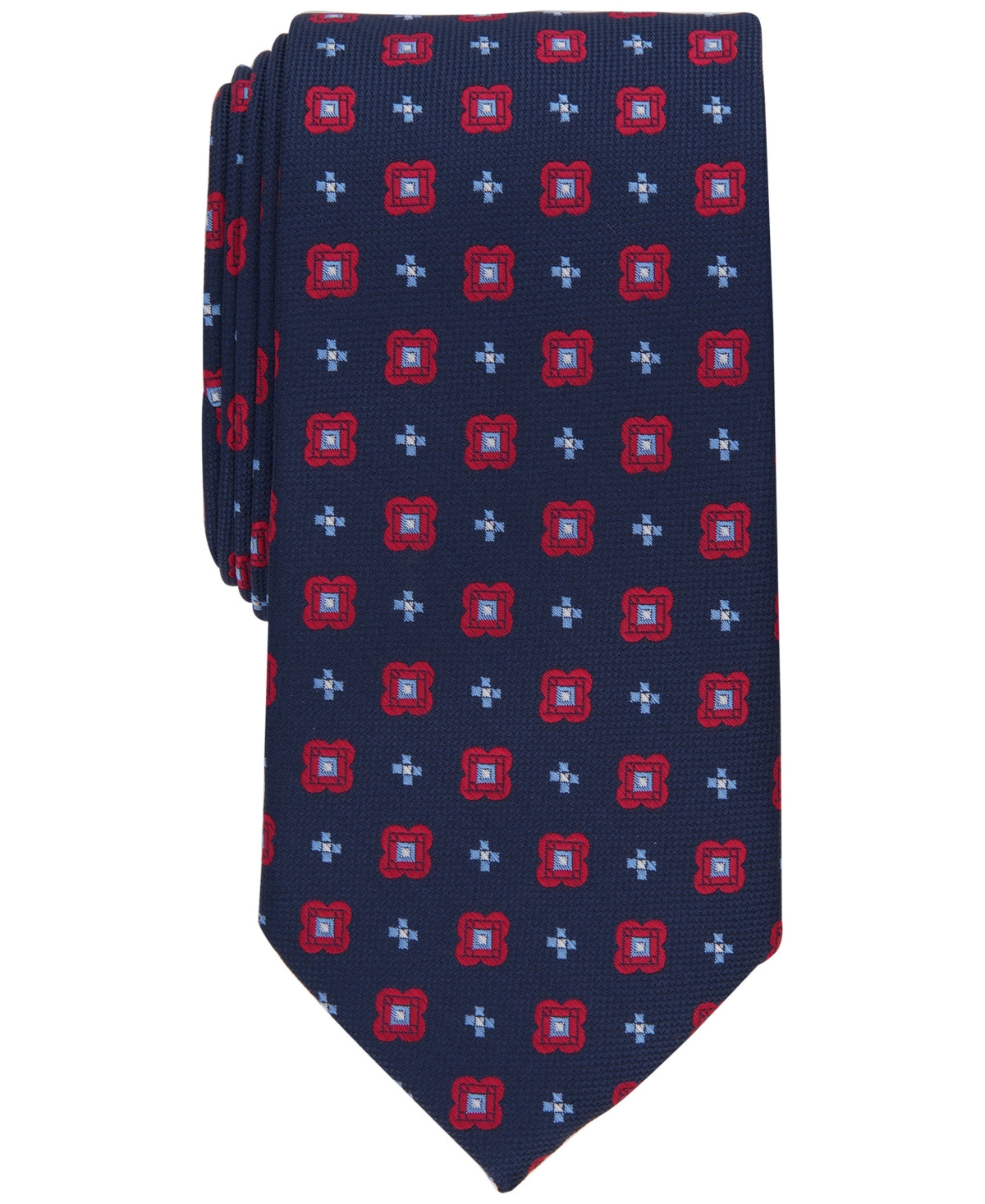 Club Room Mens Red Necktie Geomectric Print Neat Tie OS