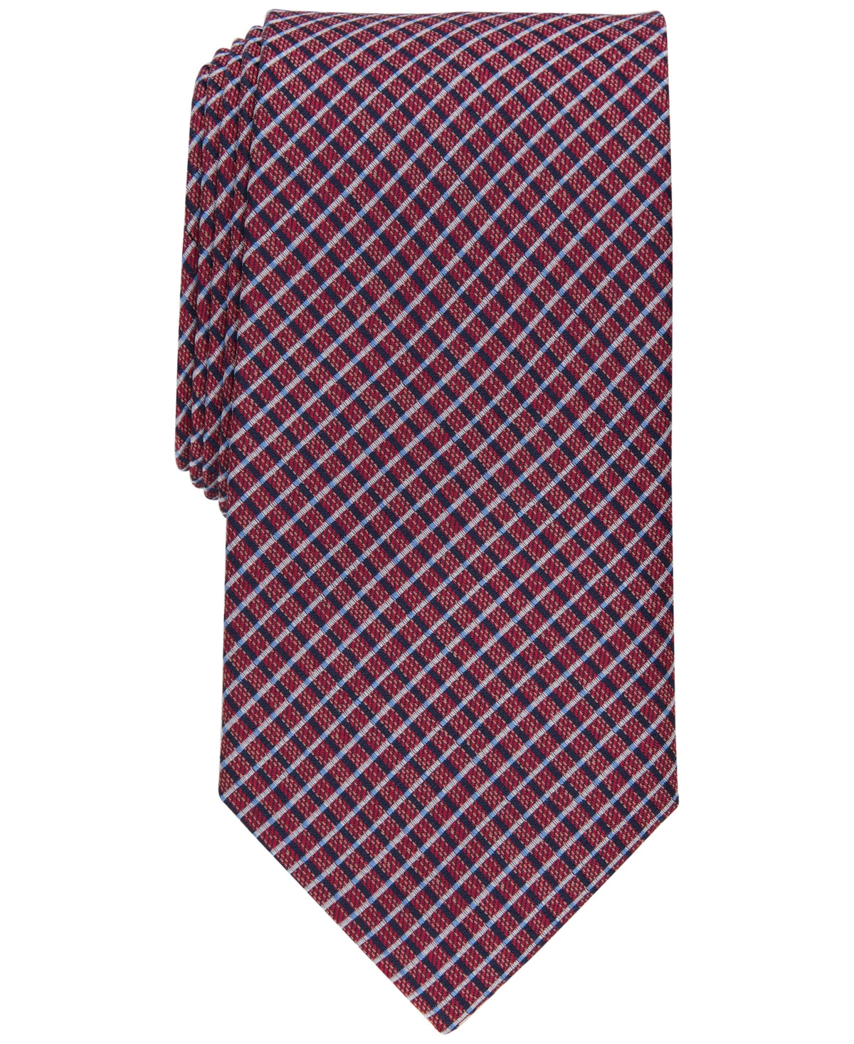 Club Room Mens Red Classic Grid Tie OS