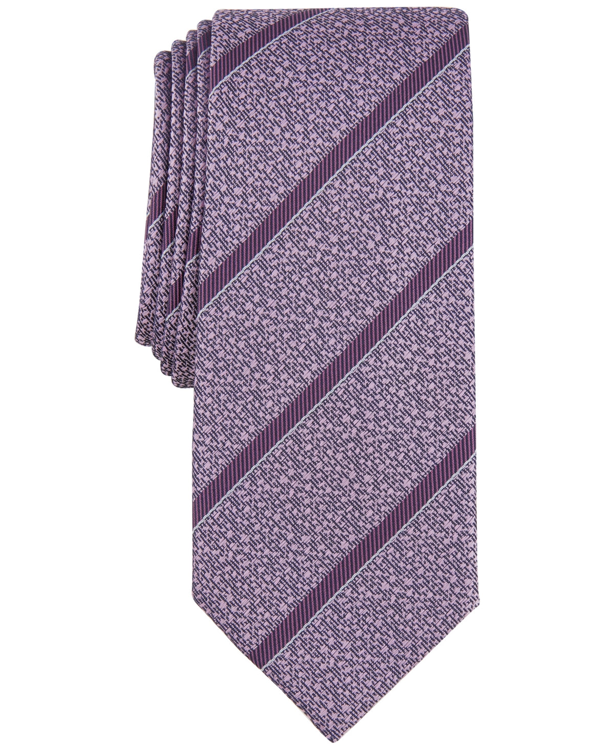 Alfani Mens Slim Pink Stripe Tie Necktie