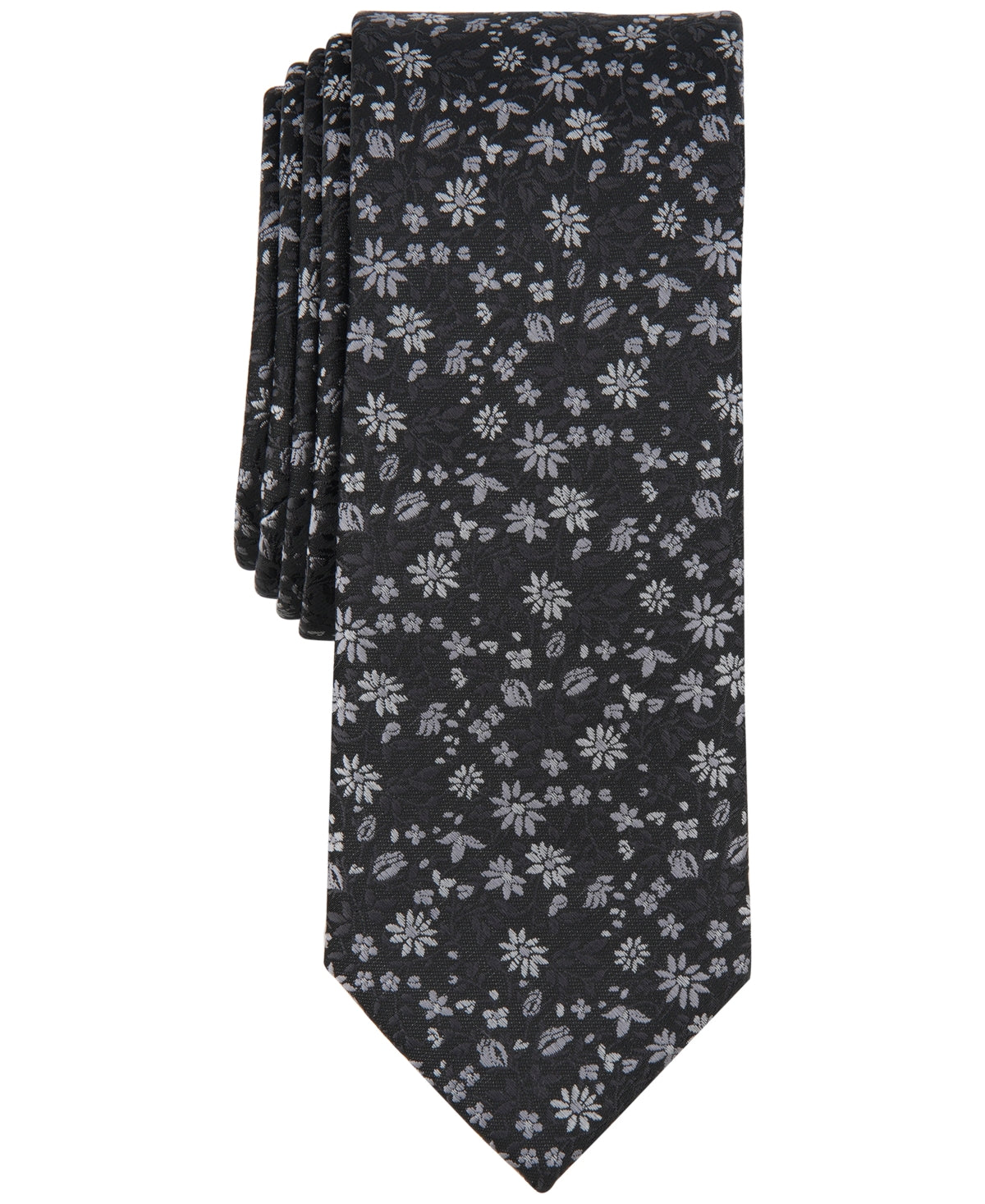 Bar III Leeward Floral Tie Black Necktie