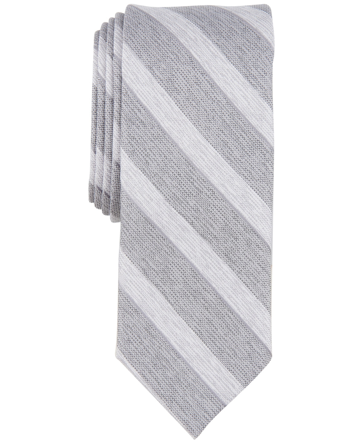 Bar III Men's Gable Stripe Tie Silver Grey