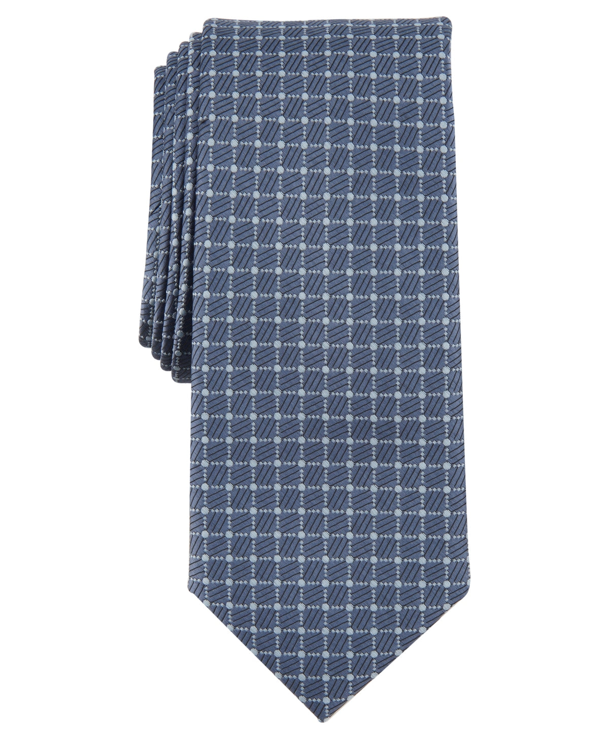 Alfani Mens Necktie Danner Grid Print Tie Denim OS