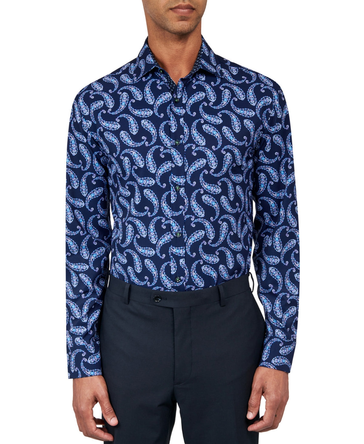 Society of Threads Mens Paisley Button Down Shirt Blue 2XL 18 18.5 35 36