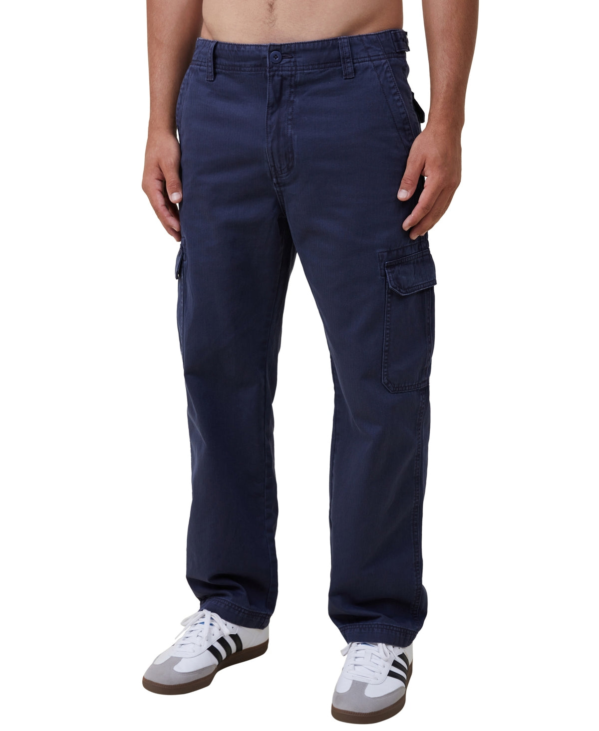COTTON ON Mens Tactical Cargo Pants Vintage  Herringbone Blue  34 x 34