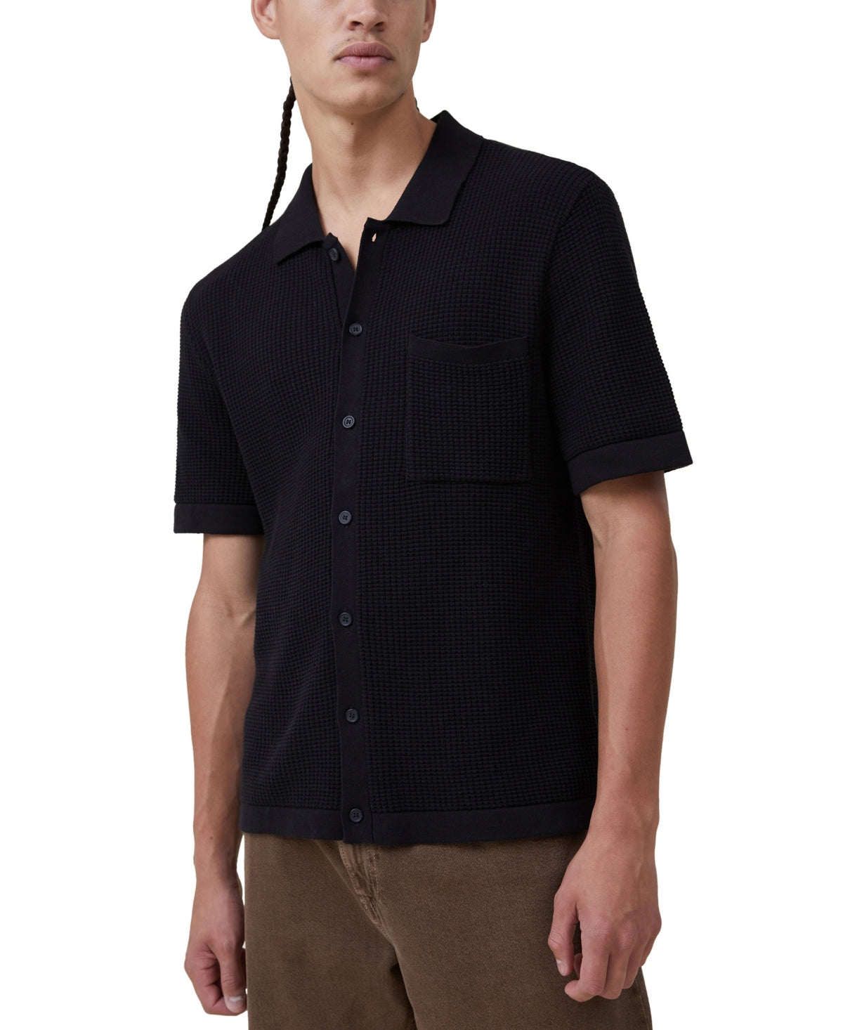Cotton On Men Regular fit Short Sleeve Button-Up Shirt 2XL Black