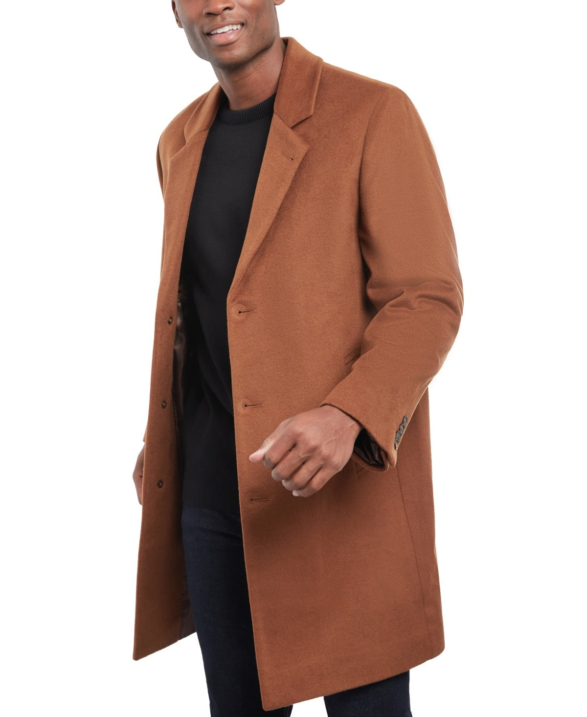 Michael Kors Men's Madison Wool Blend Modern-Fit Overcoat Coat 36S Brown