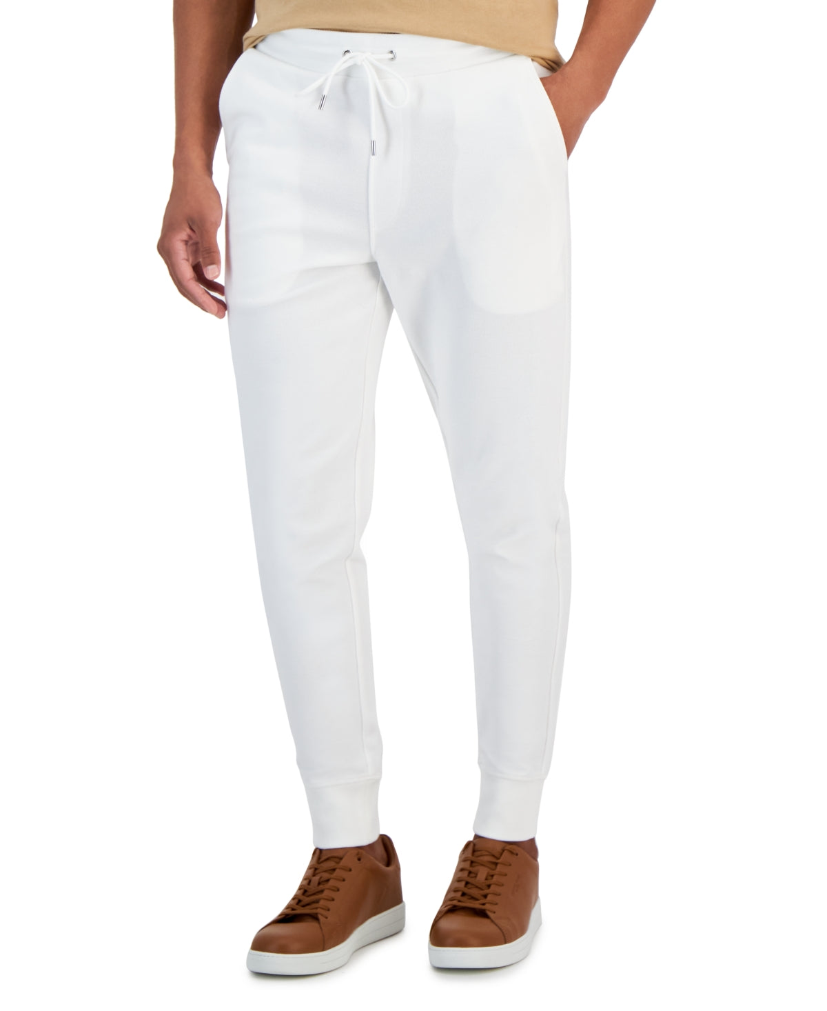 Michael Kors Men's White  Double-Knit Comfort-Fit White Joggers Sweatpants XL