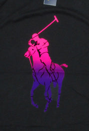 Polo Ralph Lauren Men's Black Ombre Pony Player Crew-Neck T Shirt XLT Black