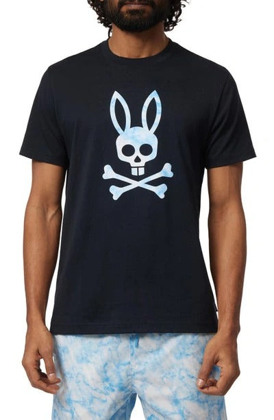 Psycho Bunny Mens Hemstead Logo Graphic T Shirt Size 5  / Medium Navy Blue