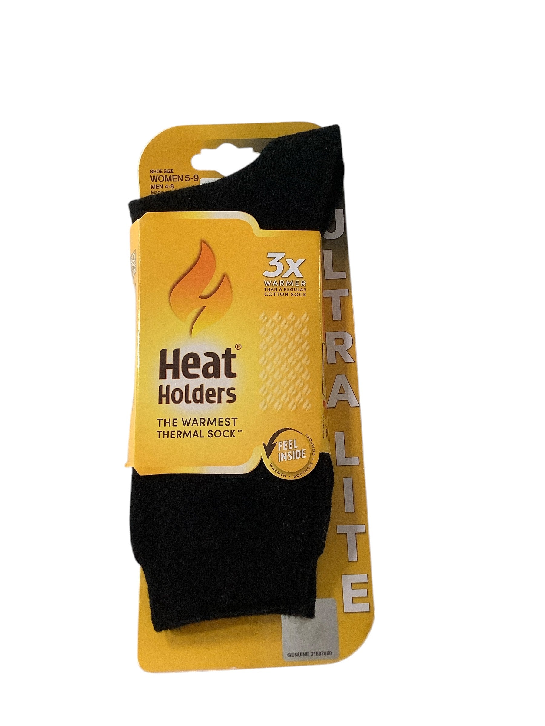 Heat Holders Women Crew Socks 5-9 Black Thermal