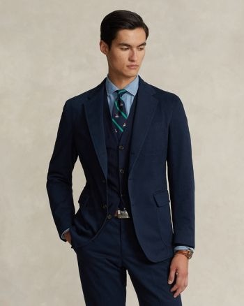 Polo Ralph Lauren Mens Garment Dyed Chino Trim Fit Suit Jacket Blue 38R