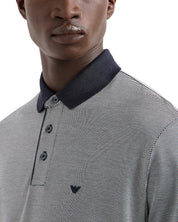 Emporio Armani Two Tone Micro Design Polo Shirt MEDIUM Navy Blue
