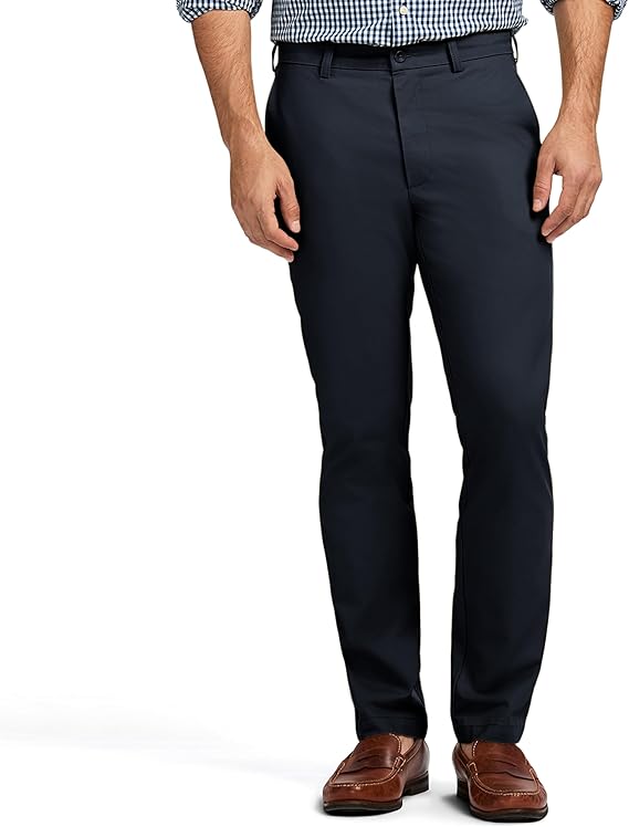 Izod Mens Straight fit Dress Pants 32 / 34 Navy Blue Solid