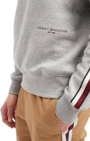 Tommy Hilfiger Mens New Global Stripe Crewneck Sweatshirt Large Grey