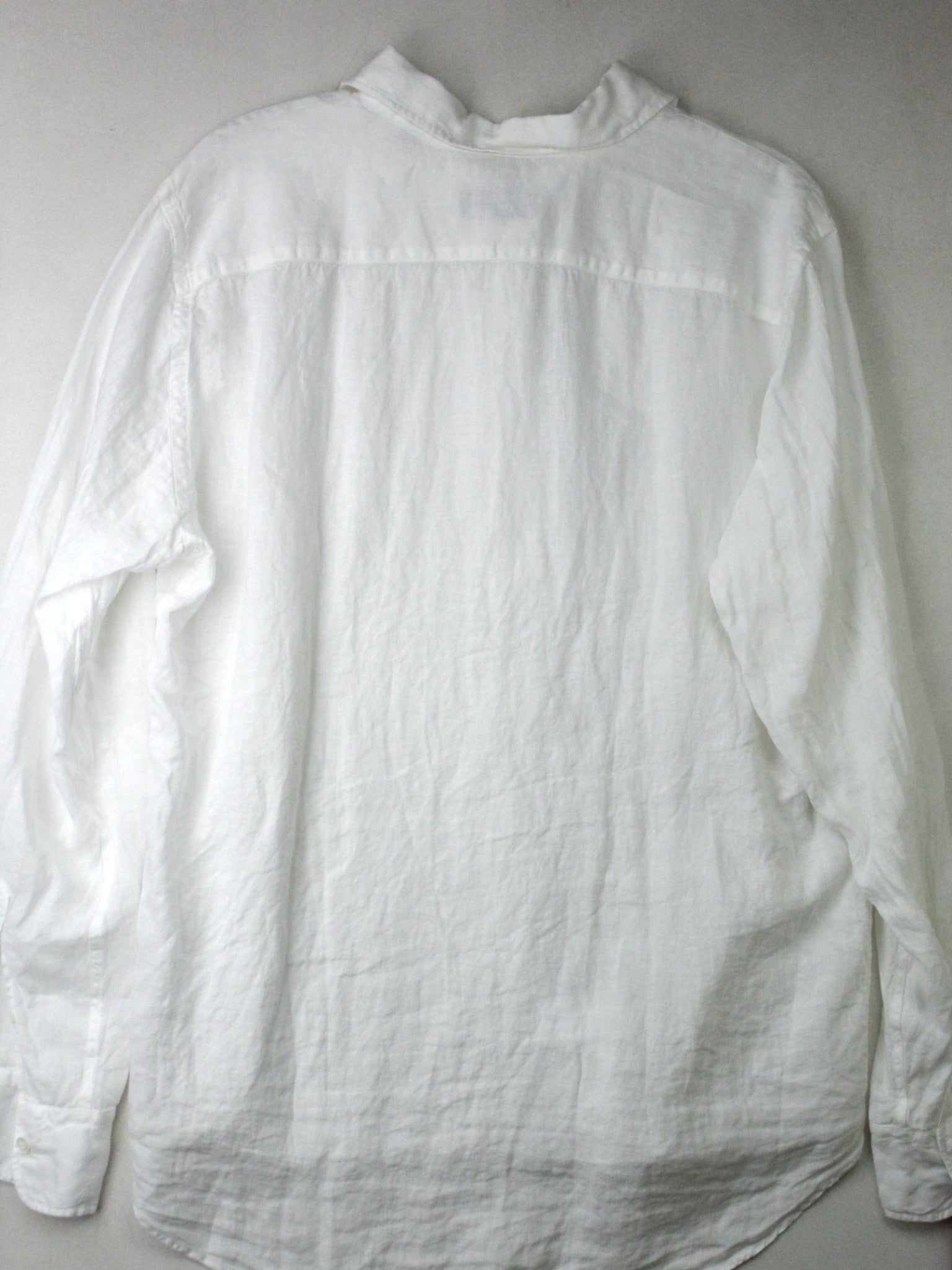 Canali Men's Button Down Shirt White Size XL Chambray Linen