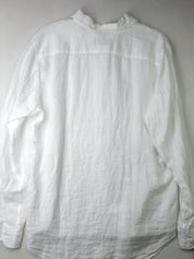 Canali Men's Button Down Shirt White Size XL Chambray Linen