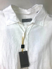 Canali Men's Button Down Shirt White Size XL Chambray Linen