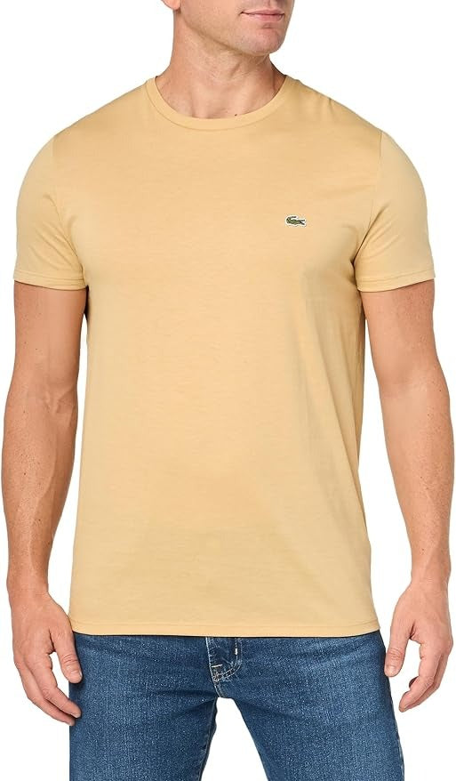 Lacoste Mens Regular fit Short Sleeve T-Shirt Shirt 4XL XXXXL Beige Solid