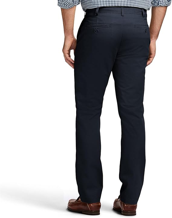 Izod Mens Straight fit Dress Pants 32 / 34 Navy Blue Solid