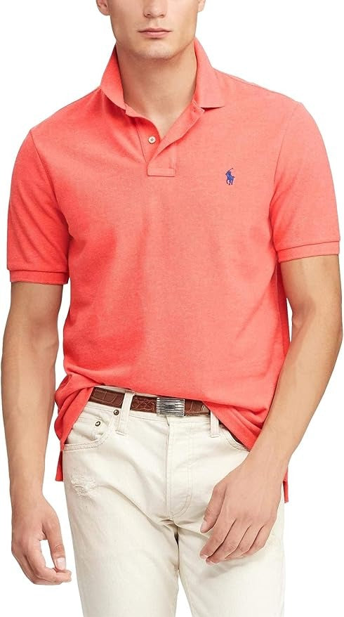 Polo Ralph Lauren Men's Cotton Custom Slim Fit Mesh Polo Shirt Rose Pink 2XL