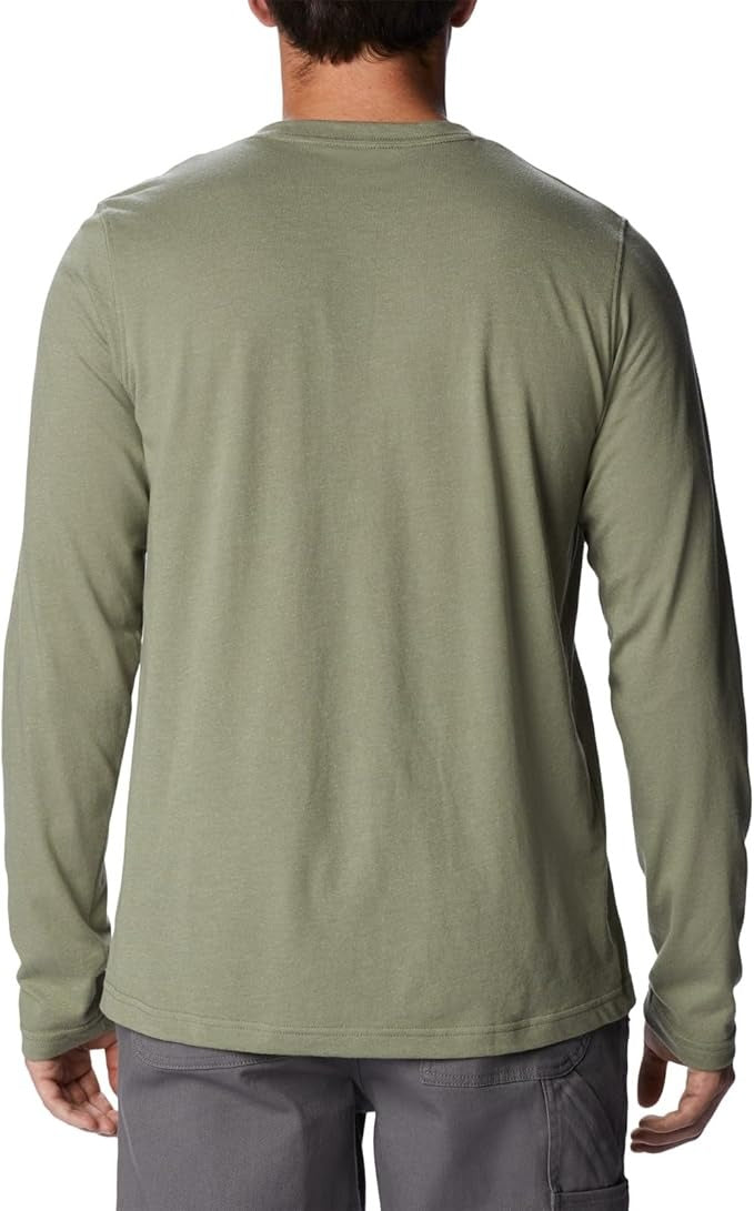 Columbia Mens Thistletown Hills Logo Long Sleeve T Shirt Green Heather Small