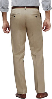 Haggar Mens Straight fit Casual Khaki Pants 34 / 30 Beige Solid