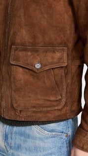 Ralph Lauren Polo Men's Suede Irvin Leather Bomber Jacket XXL 2XL Brown