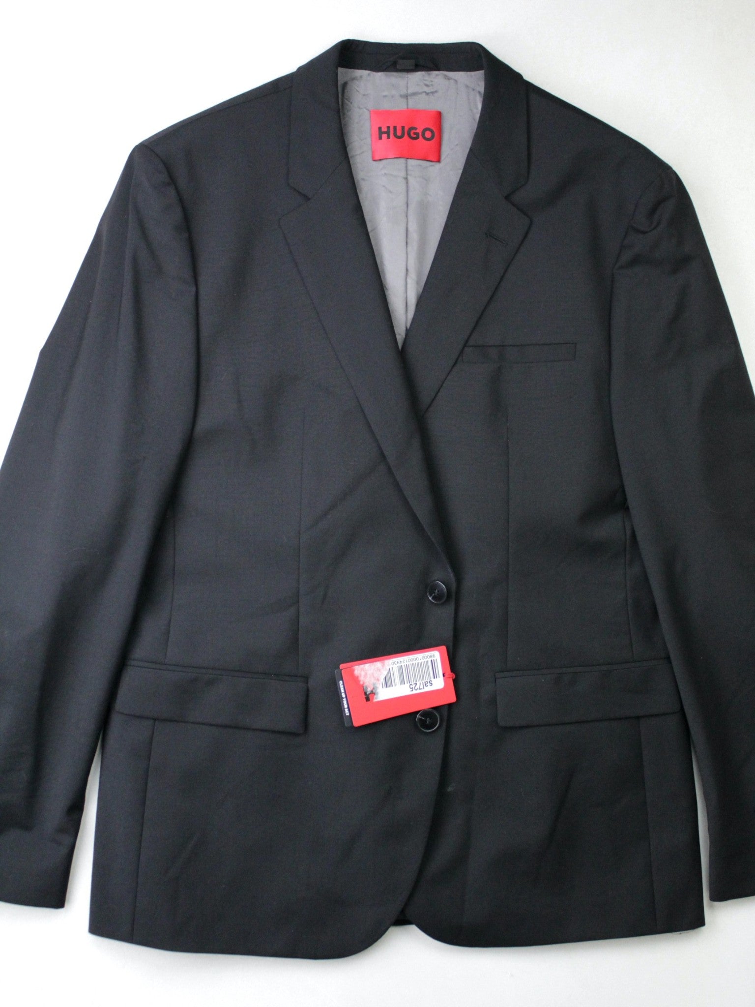 Hugo Boss Mens Modern fit Suit Jacket Blazer 38 S Black Solid Stretch Wool