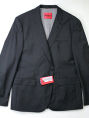 Hugo Boss Mens Modern fit Suit Jacket Blazer 38 S Black Solid Stretch Wool