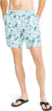 Nautica Men's Tropical Print Quick Reel Swim Trunks Large Blue