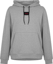 Hugo Boss Mens Logo Patch Hooded Pullover Hoodie Sweatshirt Grey Small