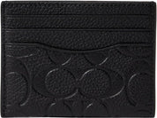 Coach Flat Card Case in Signature Leather Black One Size