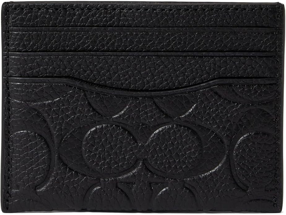 Coach Flat Card Case in Signature Leather Black One Size