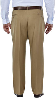 Haggar Mens Classic fit Casual Pants 58 / 30 Beige Solid