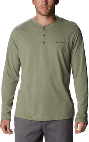 Columbia Men's Thistletown Logo Henley Long Sleeve Shirt Small Green