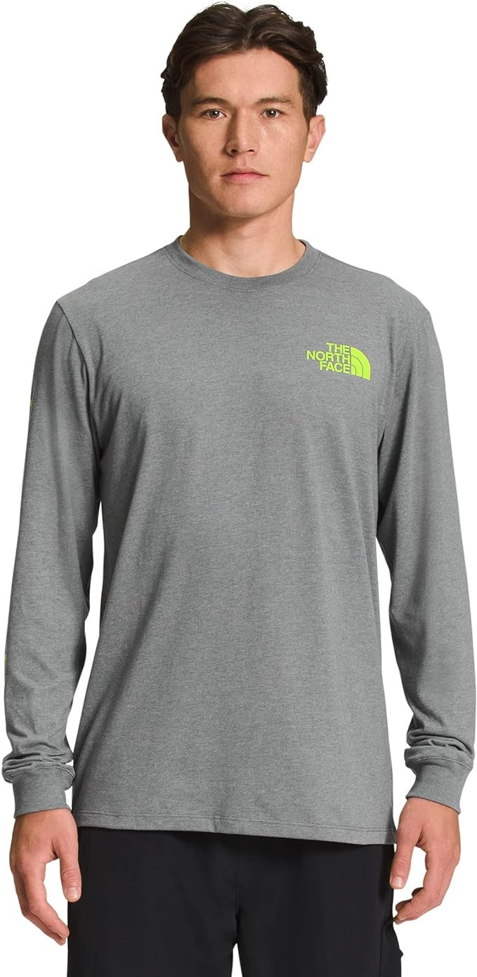 THE NORTH FACE Men's Long Sleeve Throwback T Shirt Large Grey / Green