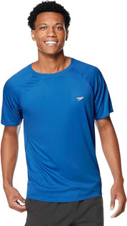 Speedo Men's Uv Swim Shirt Short Sleeve Regular Fit T-Shirt Small Blue