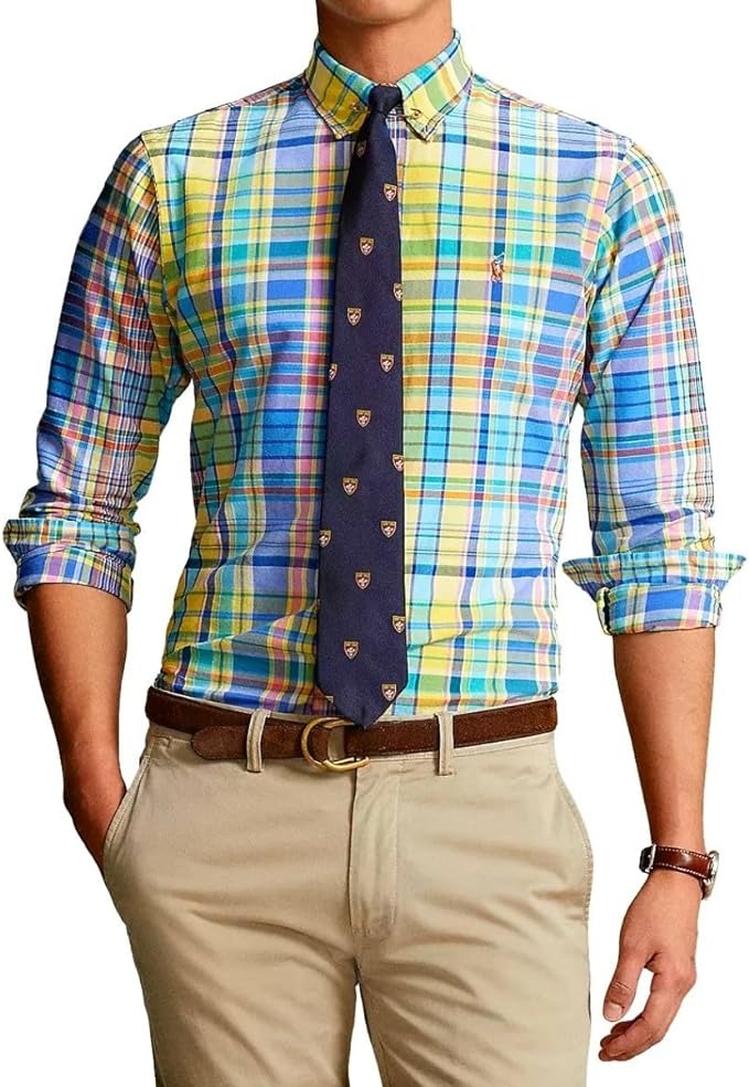 Polo Ralph Lauren Classic Fit Oxford Button Shirt Medium Blue Multi