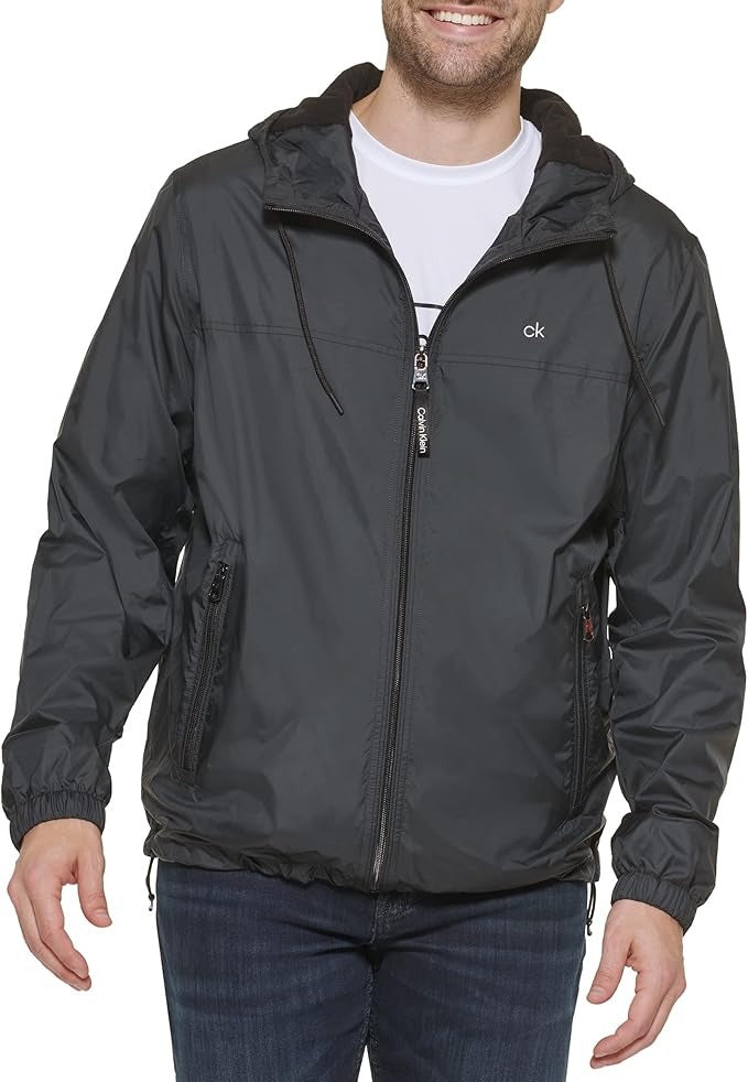 Calvin Klein Men's Black Polar Fleece Lined Windbreaker Black Small