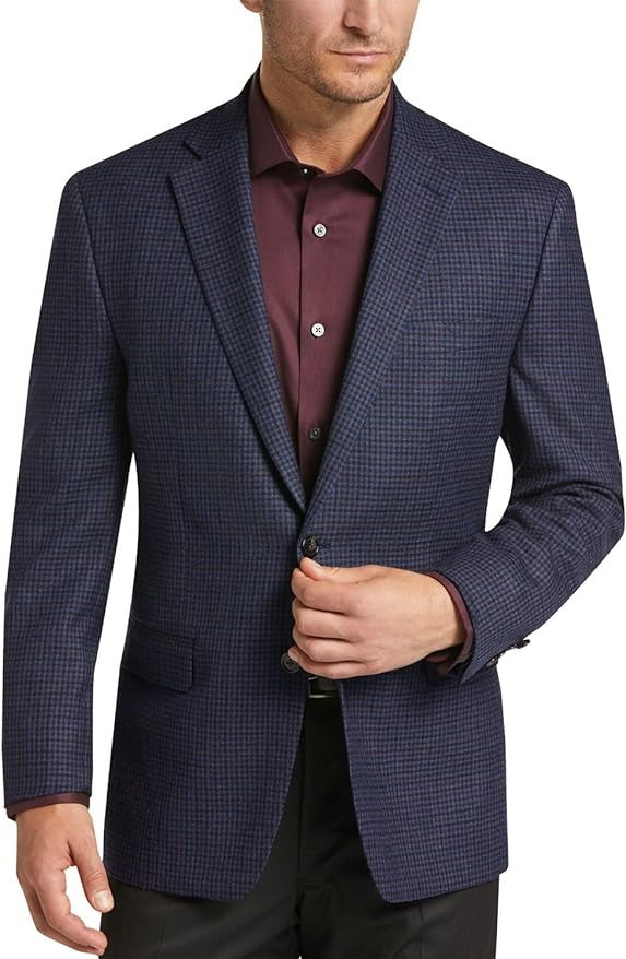 Lauren Ralph Lauren Men's Regular Fit Blazer Navy Red Plaid Pattern 40R