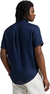 Polo Ralph Lauren Mens Classic fit Short Sleeve Button-Up Shirt Large Blue Solid