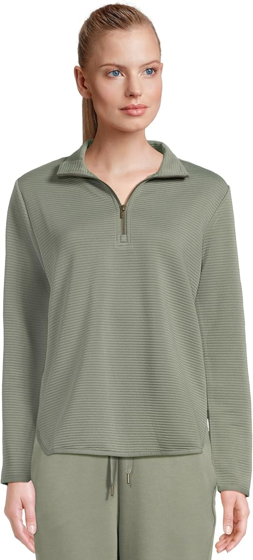 Skechers Womens Regular fit Long Sleeve Quarter zip Sweatshirt Large Sage Green