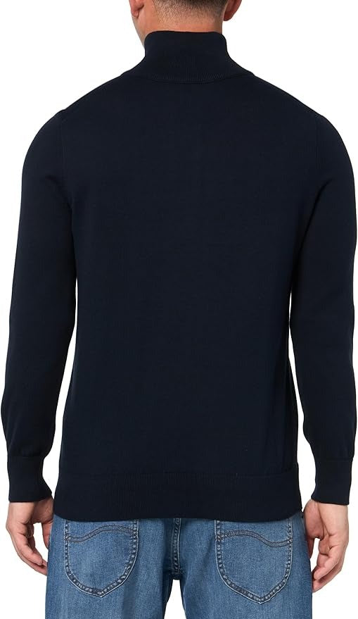 BOSS by Hugo Boss Square Logo Cotton Blend Quarter Zip Sweater XL Dark Blue
