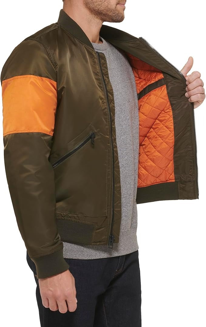 Tommy Hilfiger Men's Flight Bomber Jacket Large Olive Green