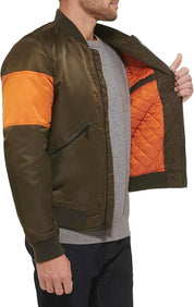 Tommy Hilfiger Men's Flight Bomber Jacket Large Olive Green