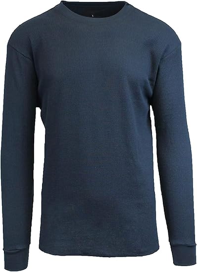 Galaxy BY Harvic Mens Long Sleeve Thermal  T Shirt Navy Blue Medium